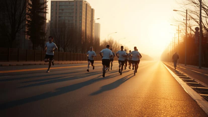 Chengdu Marathon: running race at Dongcheng District, China