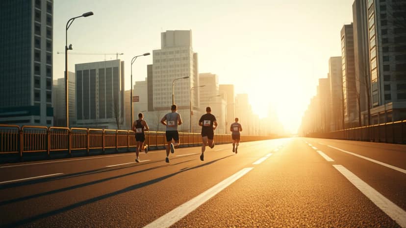 Tokyo Marathon: running race at Shinjuku, Japan