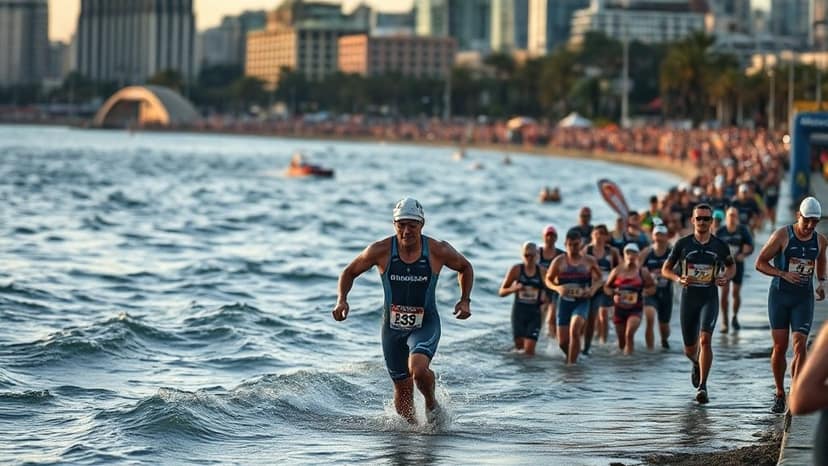 IRONMAN Melbourne: triathlon race at St. Kilda, Australia